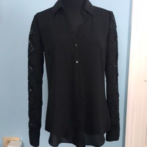 Black and express shirt with lace arm detail